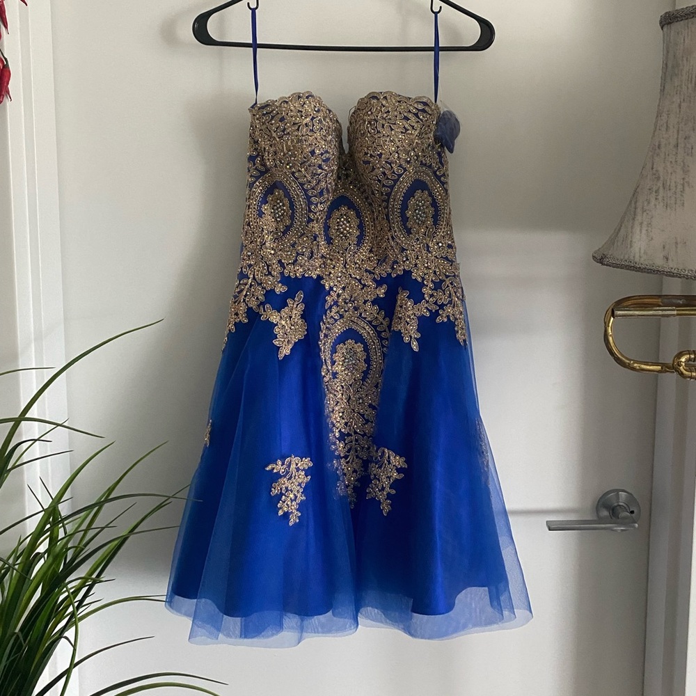Brand new formal dress with gold embellishments